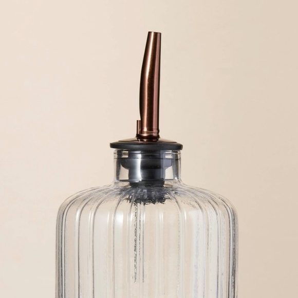 Oil & Vinegar Ribbed Glass Bottle Set with Wood Base - Hearth & Hand Magnolia - Picture 4 of 8